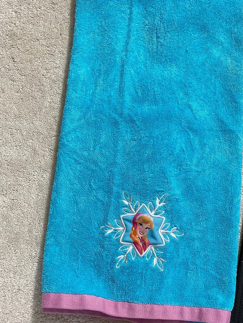 Blue & Pink Elsa Embroidered Kids Towel